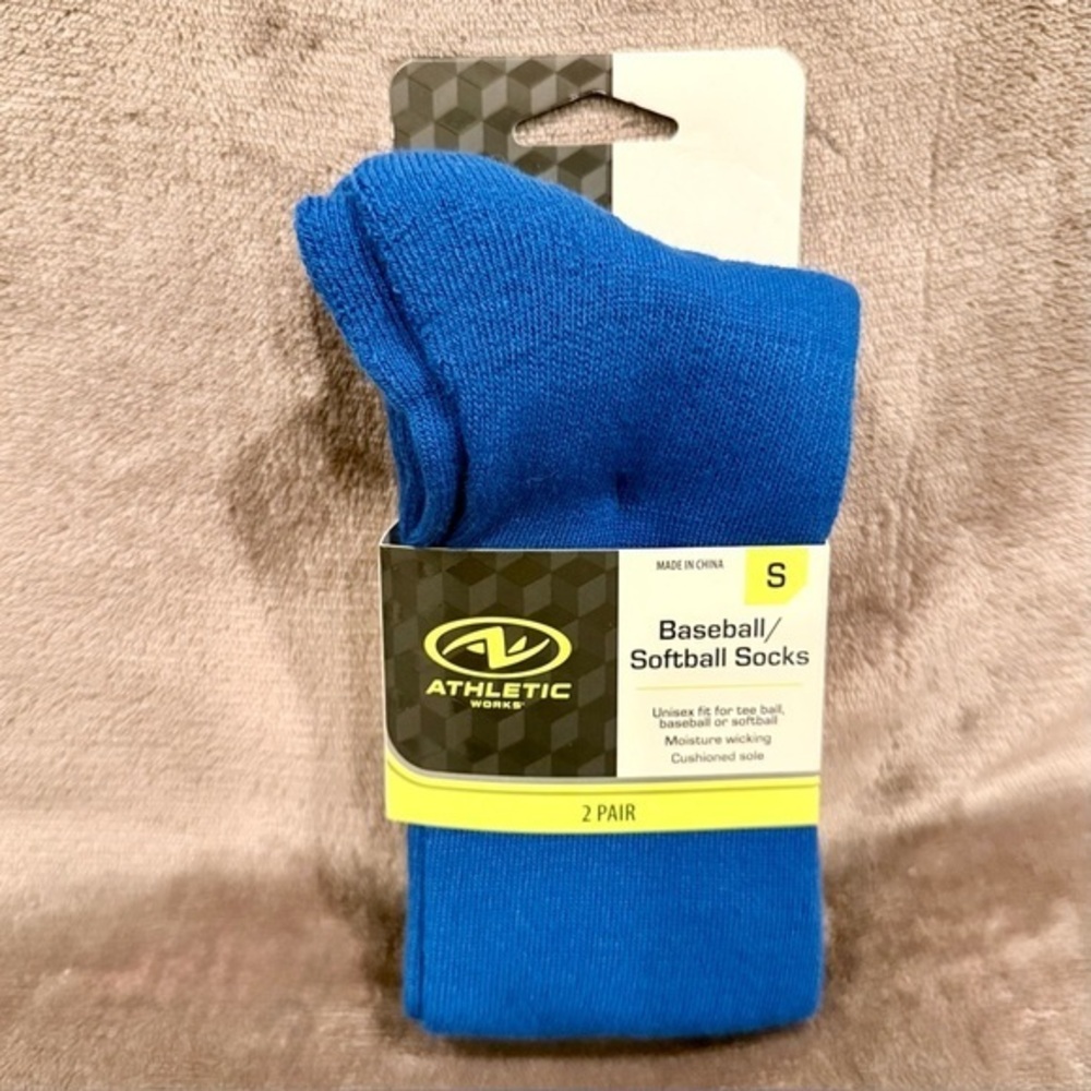 Athletics Works Blue Baseball/ Softball unisex youth size small 2-pk socks